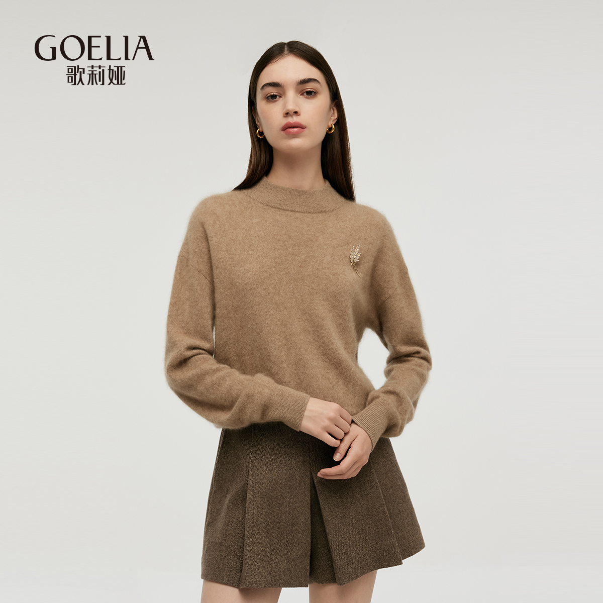 首降|歌莉娅纯羊绒衫女秋冬慵懒半高领毛衣保暖上衣