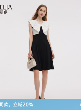 歌莉娅连衣裙女夏新款通勤穿搭独特别致蝴蝶领裙子1E7R4H040