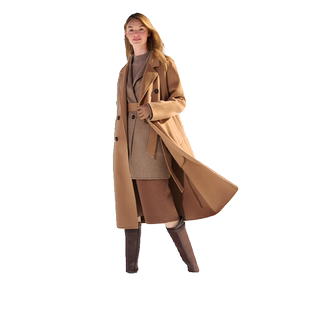 歌莉娅冬季新款轻奢全羊绒大衣高级感驼色中长款外套女1BNL6N450