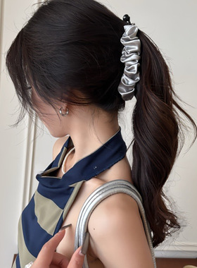 韩系丝光褶皱香蕉夹竖夹女高级质饱满后脑勺马尾夹气质百搭发夹