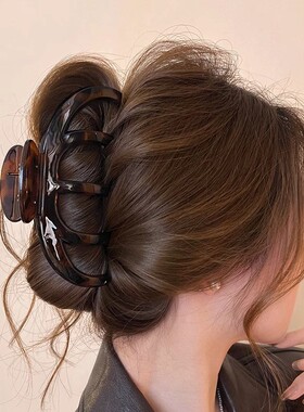 南瓜豹纹抓夹大号发量大2026新款高级感鲨鱼夹后脑勺发夹女发量多