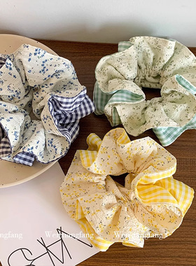 小清新碎花双层大肠发圈女法式高级感低马尾扎头发百搭发饰头绳潮