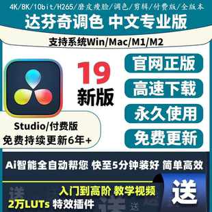 全新 达芬奇专业调色软件19 18 17 16 Win/Mac/M1/M2中文专业版