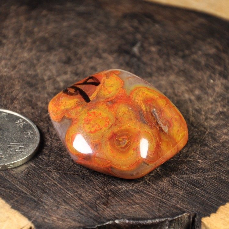 无裂精品朝阳天然北票战国红缟玛瑙小手把件A6男女 处女座幸运石