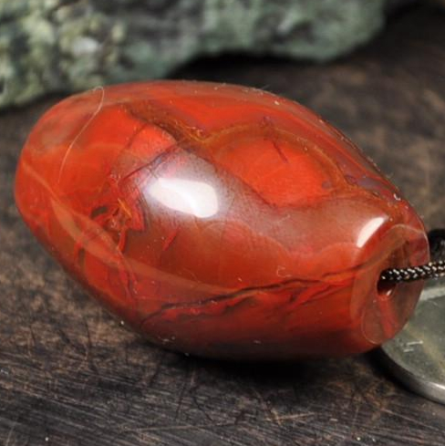 天然北票战国红缟玛瑙大勒子配珠鸡血红手把件挂件吊坠单顶珠节珠