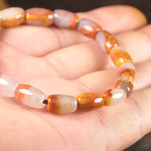 同料特价 朝阳辽宁天然北票战国红缟玛瑙手链A05 鸡油黄 手串男女