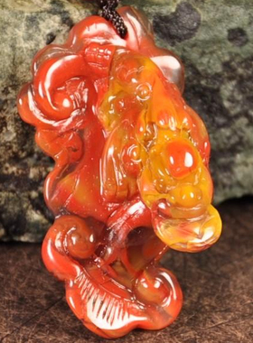 战国红玛瑙金蟾吊坠挂件毛衣链