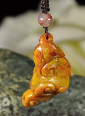 战国红玛瑙祥云如意挂件吊坠