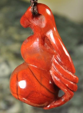 雕件鸡血红天然北票战国玛瑙吊坠