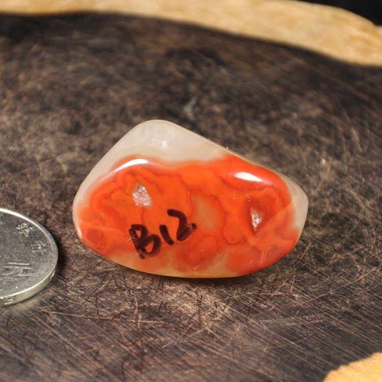 特价有裂瑕疵品天然辽宁朝阳北票战国红缟玛瑙石小手把件B12 男女