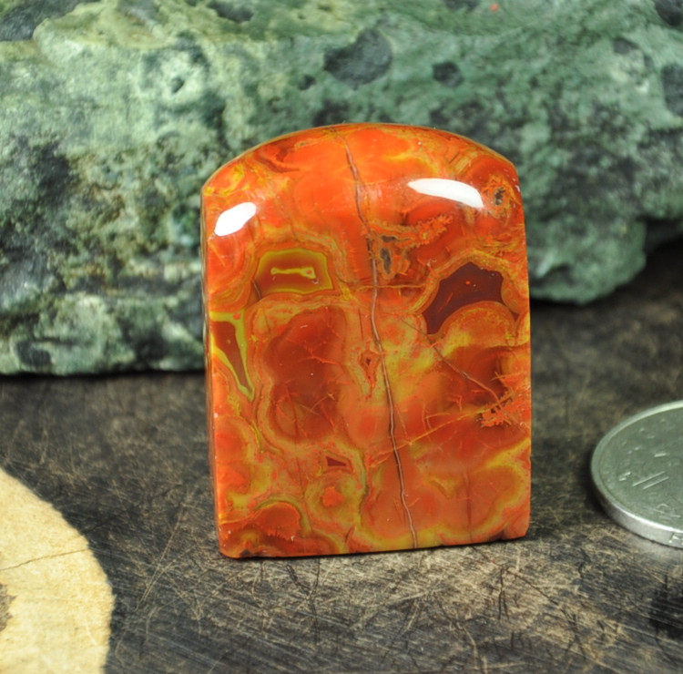 精品天然北票战国红缟玛瑙 印章料小摆件手把件把玩 红如血鸡油黄