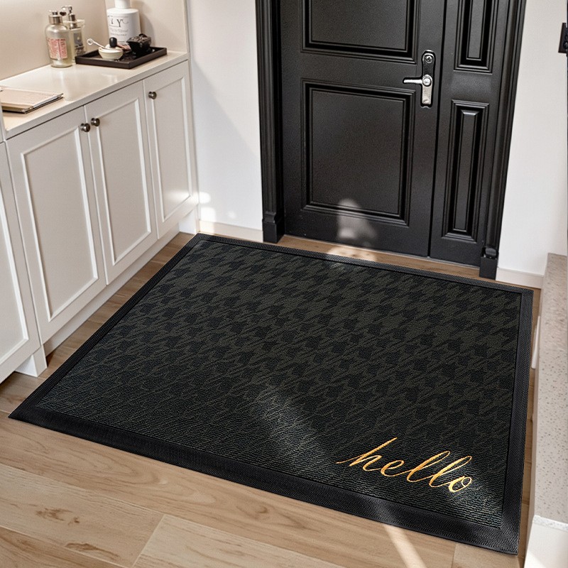 大江入户门玄关别墅大门口厚实高档千鸟格刺绣橡胶耐磨地垫地毯