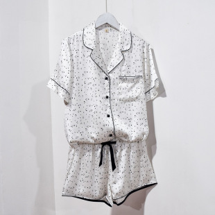 套装 短裤 100%桑蚕丝19姆米重磅凉感丝绸家居服 真丝睡衣女短袖 夏季
