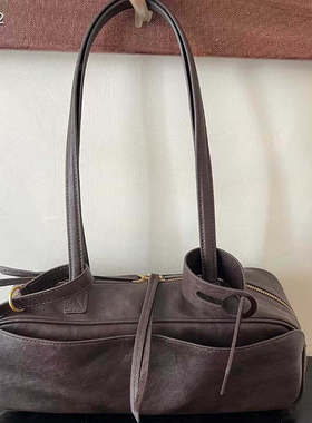 2025新款女生真皮保龄球包单肩包波士顿包腋下包13296