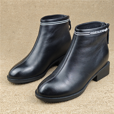 头层牛皮保暖加绒女短靴