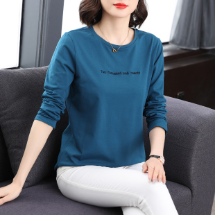 纯棉长袖t恤女2026春装新款大码女装中年妈妈胖mm宽松打底衫上衣