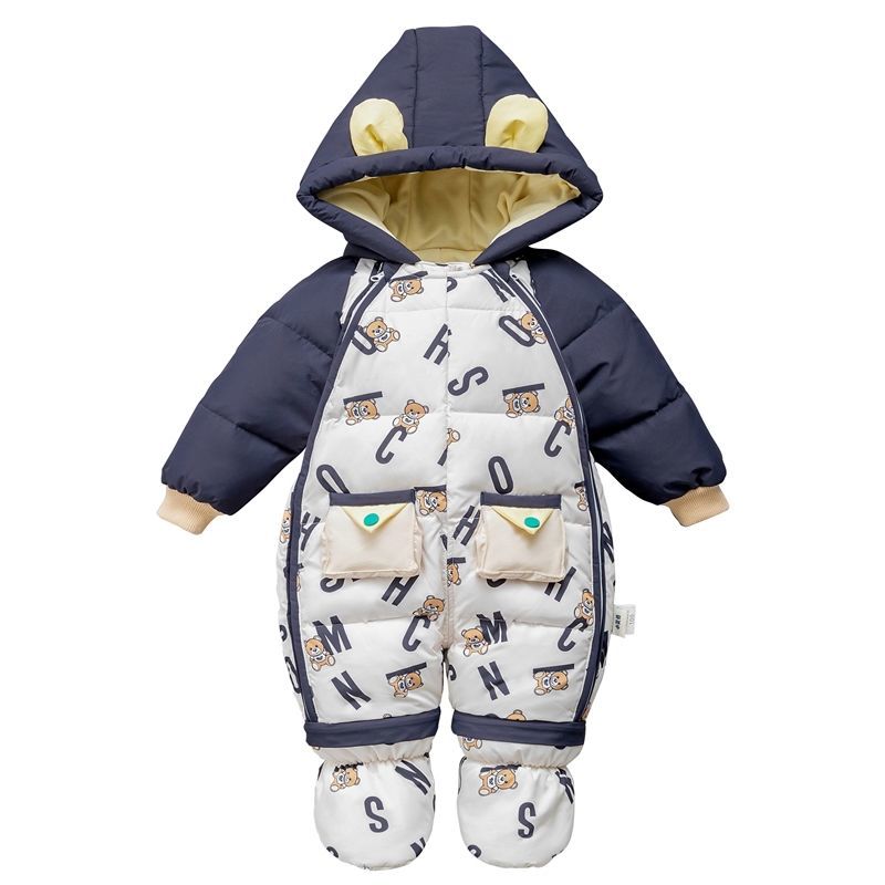 冬季90%包脚爬服睡袋羽绒连体衣