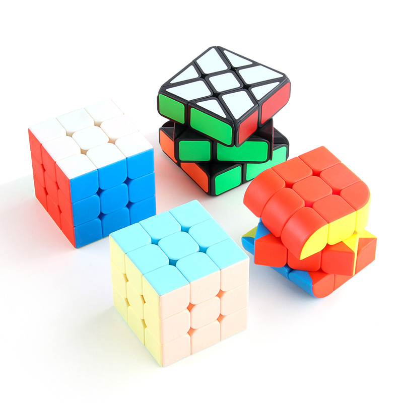 直销5.5cm马卡龙色三阶魔方 实色正阶异形三面体魔方玩具盒装