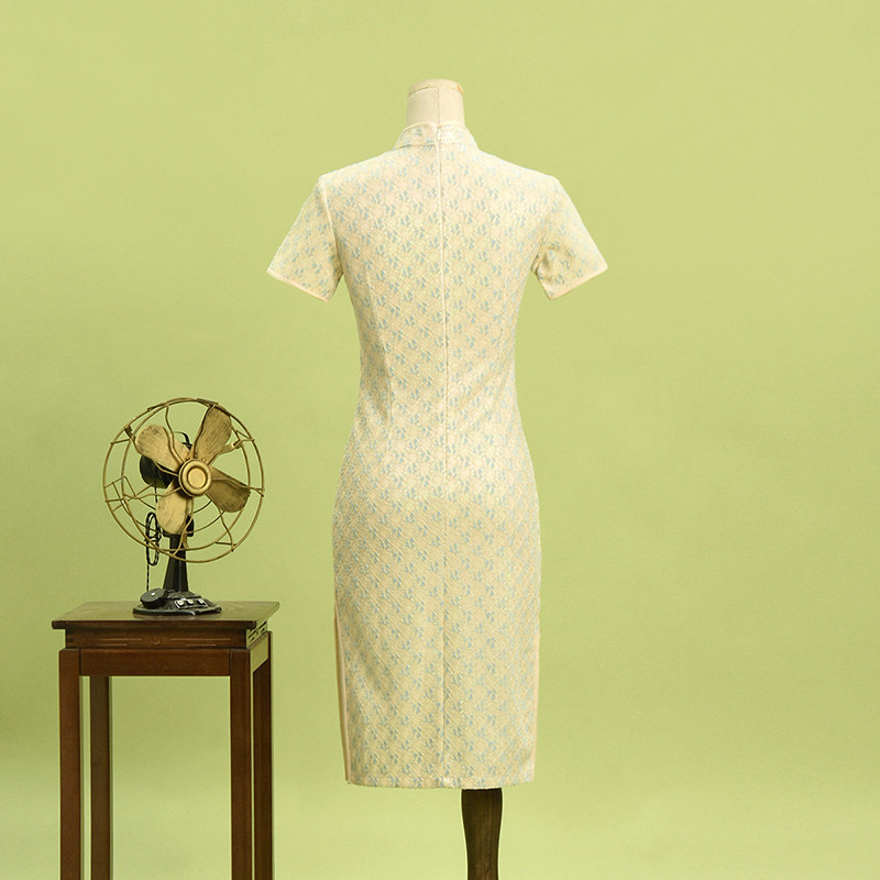 아울렛 몰 브랜드 할인 여성 여름 허리 슬리밍 예술적 미디 스커트 하이 엔드 새로운 중국 스타일 치파오