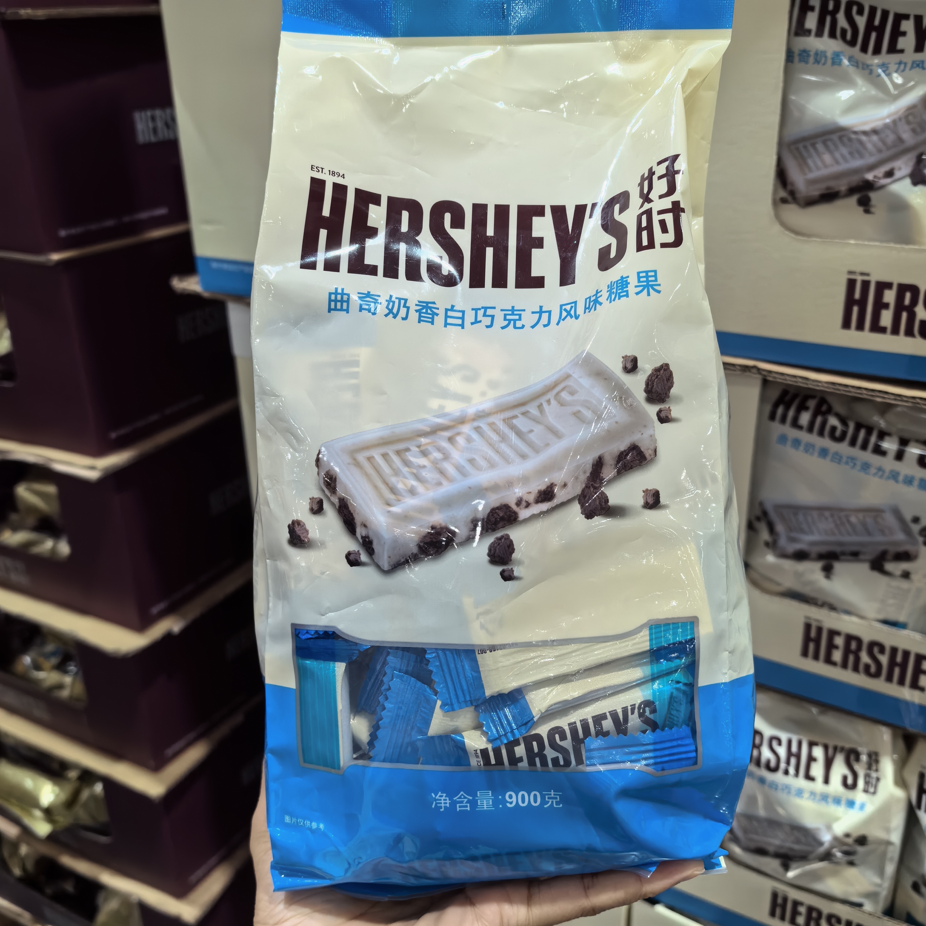 开市客代购 好时曲奇奶香白巧克力900g 好时kisses巧克力糖果排块