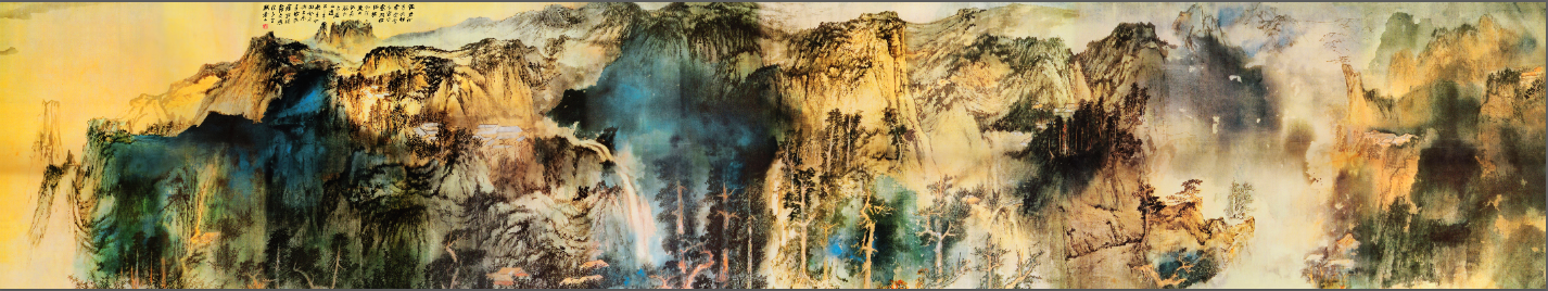张大千庐山图山水画风景中式现代国画