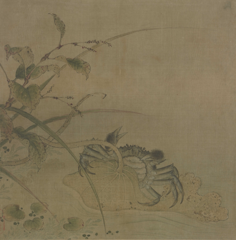 新品宋 佚名 荷蟹图 国画高清微喷复制装饰画临摹范本