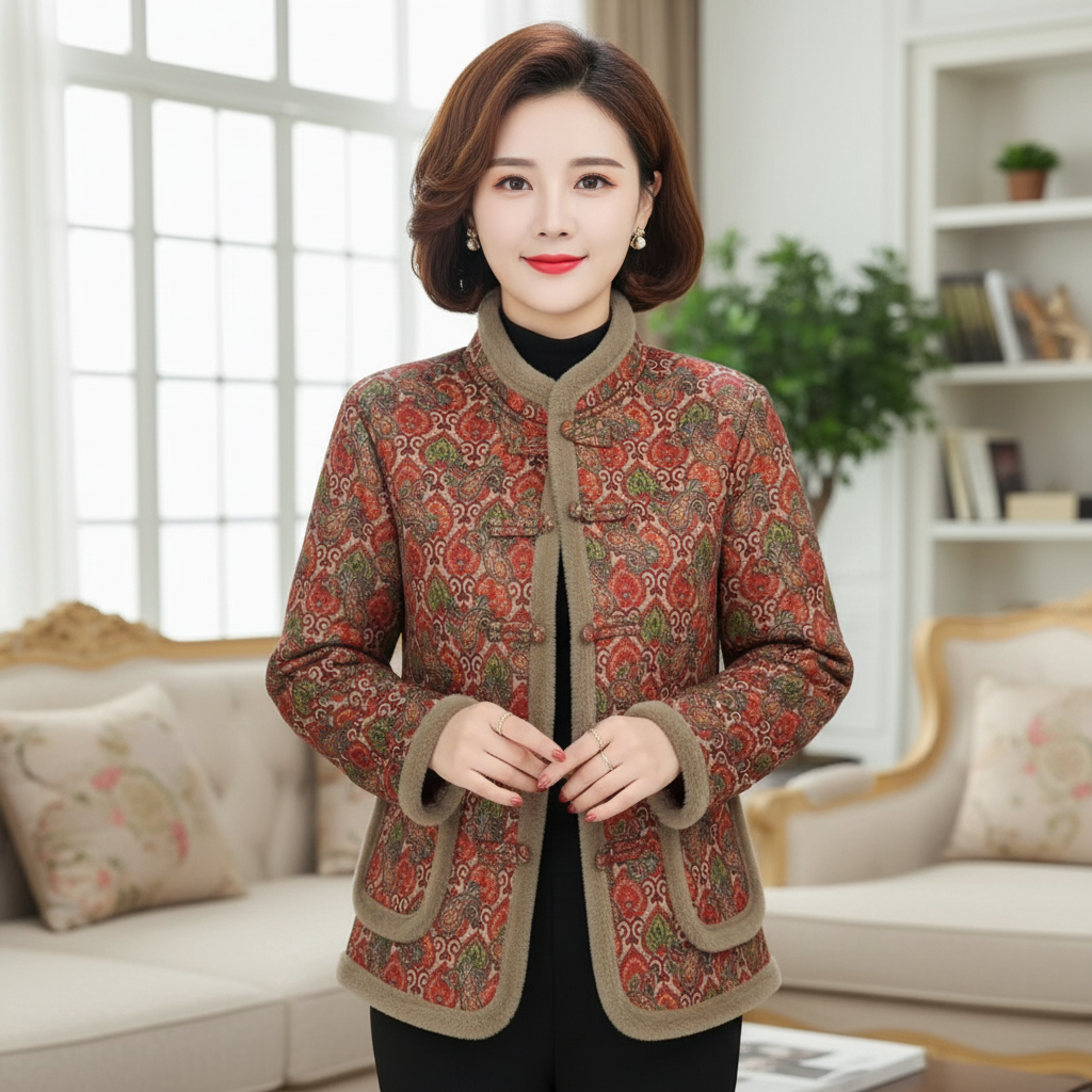 中老年女装新中式立领棉衣外套加绒短款毛边棉袄时尚妈妈保暖棉服,女装/女士精品,中老年女装,淘宝优惠券,粉丝福利购,淘宝优惠卷