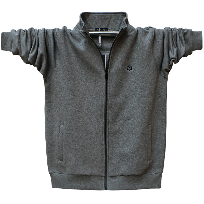 男士秋冬季加绒加厚宽松大码运动夹克开衫拉链外套加肥加大号上衣