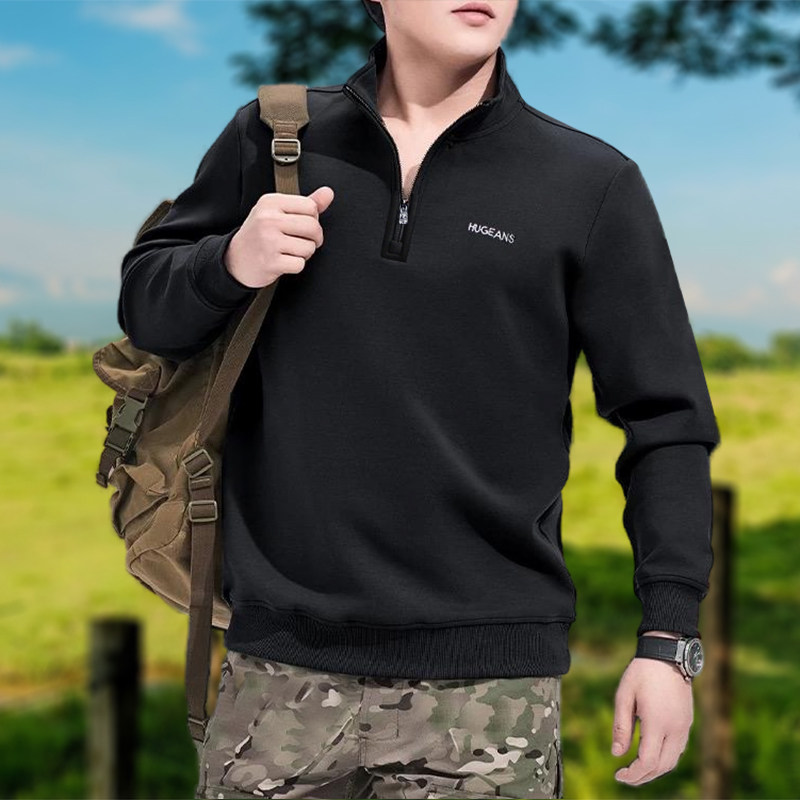 男士卫衣半拉链厚实面料立领长袖T恤衫户外宽松男装 大码加大上衣,男装,T恤,淘宝优惠券,粉丝福利购,淘宝优惠卷