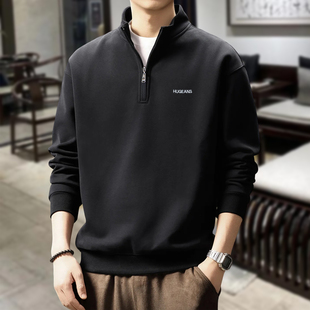 2026中青年半拉链卫衣秋冬款加绒厚实面料男简约休闲长袖上衣外套