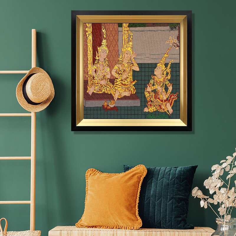 中古风泰式佛像壁画中堂画玄关电表箱装饰画电闸盒开关遮挡箱墙画