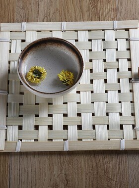 竹编茶席茶垫茶道杯垫竹制品茶垫手工复古工艺茶托