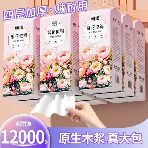 擦手纸悬挂式平板加量装卫生纸巾整箱家用丽邦抽纸大包面巾纸宿舍