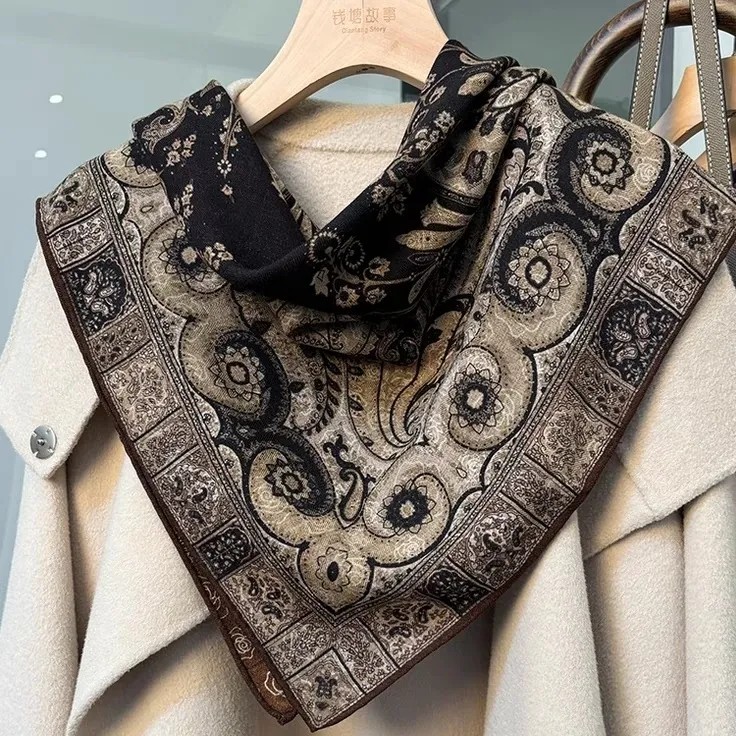 意式氛围！轻奢丝毛围巾女冬季多功能百搭真丝羊毛大方巾披肩两用