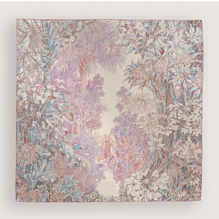 90丝毛 85cm 巴勒莫植物园真丝羊毛丝毛围巾方巾披肩85