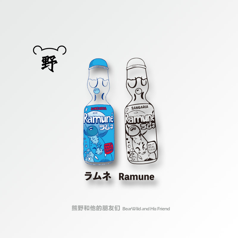 熊野纹身贴/夏天的弹珠汽水Ramune双色汽水瓶情侣防水纹身贴