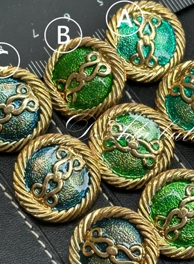 H50-21mm经典双勾勾珐琅复古钮扣 手工制作原创设计