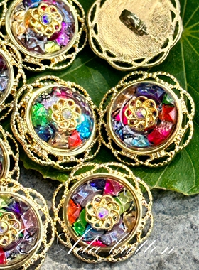 H11 23mm手工制作欧洲玻璃花朵纽扣日本热门