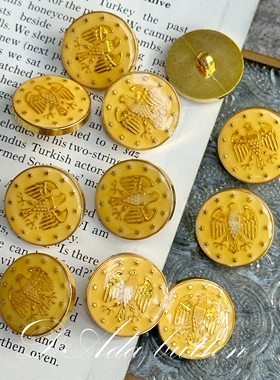 v056 21mm英伦老鹰星星复古珐琅纽扣 静静等待爱