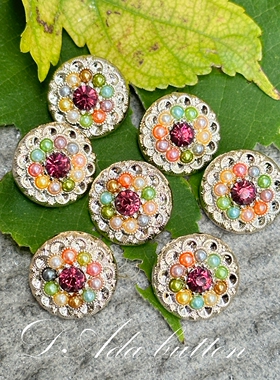 H19 21mm手工制作华丽香槟金钮扣 可爱是弱点