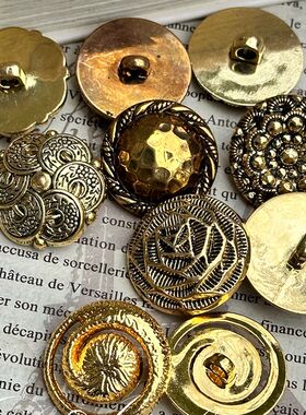 w02 25mm组合包.5对(共10个)金色装饰复古钮扣.自选