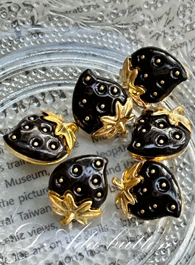 H18 25mm手工染色黑色草莓钮扣 日本低温限定