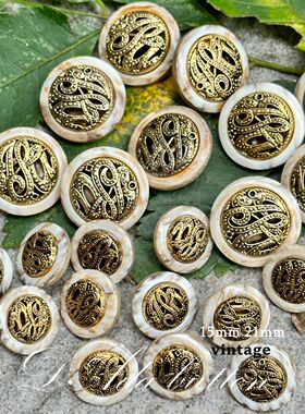 M114  15mm.21mm石纹风格复古钮扣 千年等待特别的爱