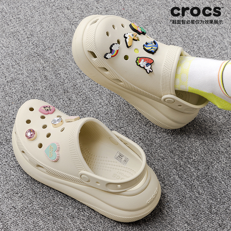 厚底洞洞鞋女Crocs卡骆驰泡芙鞋2025夏季新款涉水鞋沙滩鞋凉拖鞋