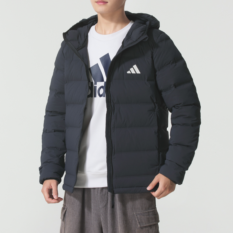 阿迪达斯防风羽绒服夹克男装2025冬季新款男士运动服休闲羽加厚