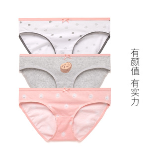 Cotton Republic/棉花共和国女三角裤棉青年卡通动漫印花中腰甜美