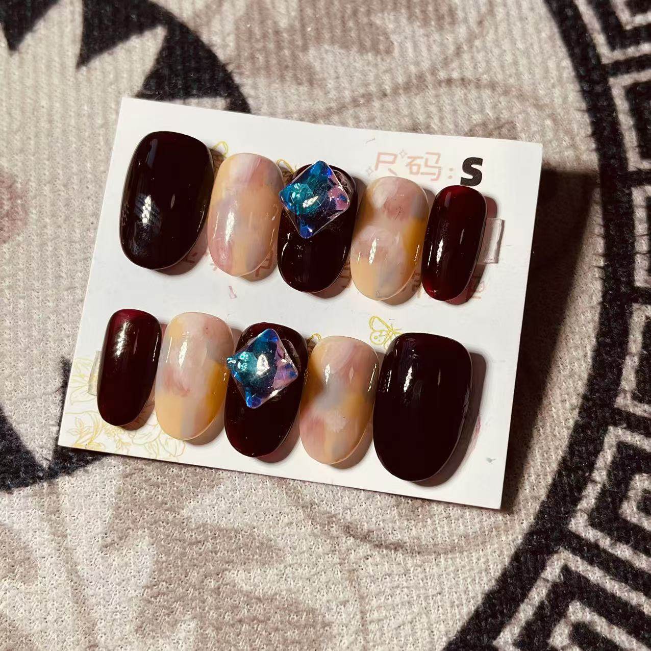 【D485】日式椭圆S号 穿戴甲美甲光疗甲指甲片新娘甲假指甲贴片,彩妆/香水/美妆工具,美甲工具,淘宝优惠券,粉丝福利购,淘宝优惠卷