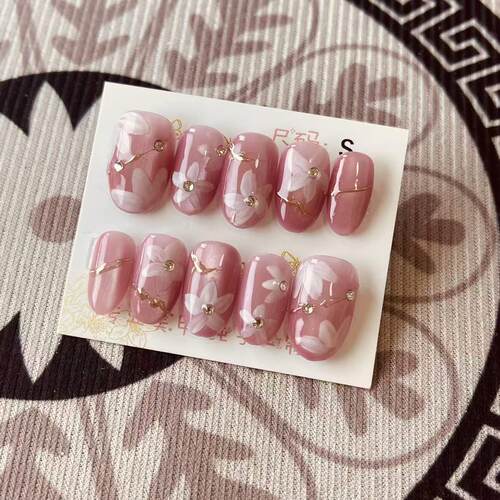 【D1131】日式椭圆S号 穿戴甲美甲光疗甲指甲片新娘甲假指甲贴片