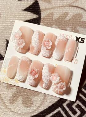 【D657】短梯XS号 穿戴甲美甲光疗甲指甲片新娘甲假指甲贴片