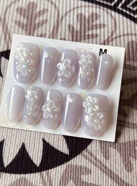 【D1277】中椭圆M号 穿戴甲美甲光疗甲指甲片新娘甲假指甲贴片